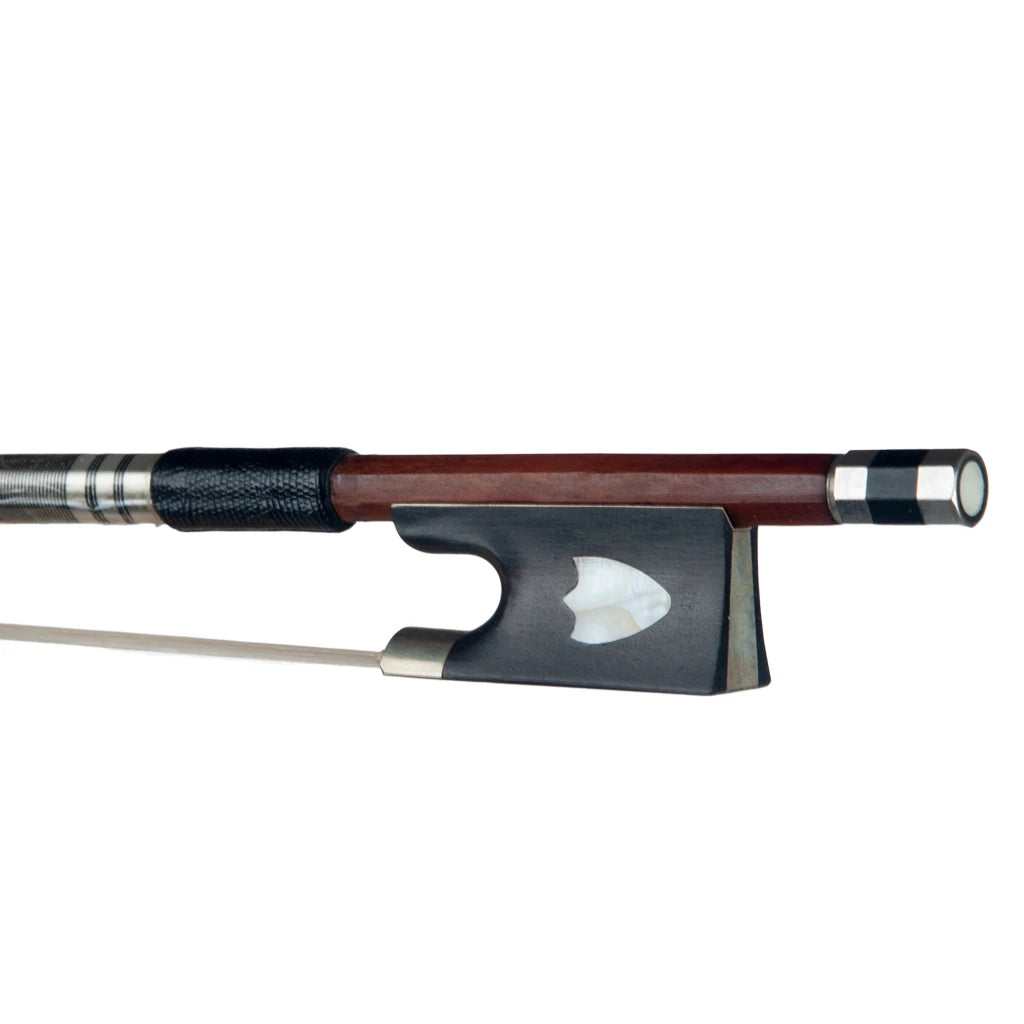 NAOMI 4/4 Violin Bow Brazilwood Round Stick Ebony Frog W/ Shell Inlay