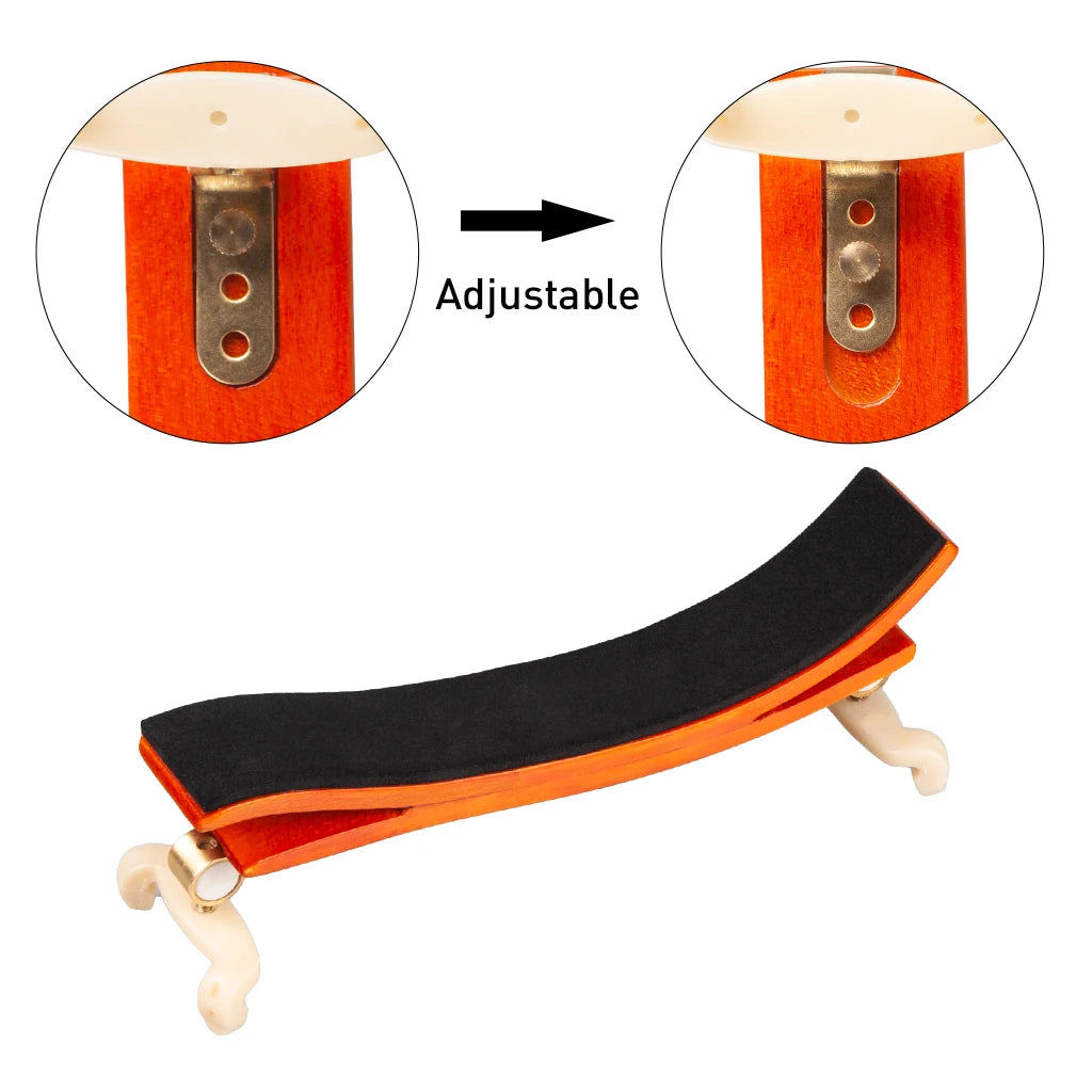 NAOMI Advanced German Style Maple Wood Violin Shoulder Rest Pad Adjustable Feet Wooden For 3/4 4/4
