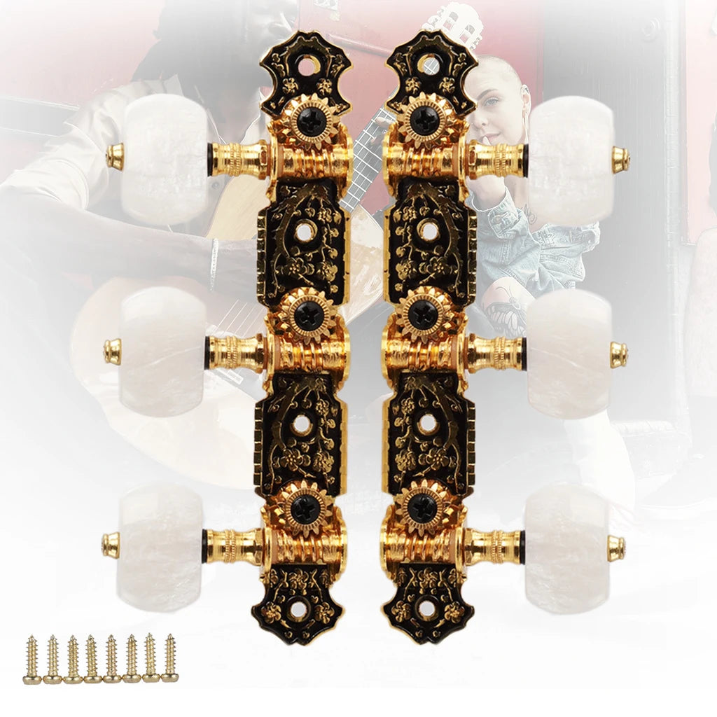 Alice 020HV Series Classical Guitar String Tuner Golden Plated Tuning Keys Machine Head Ebony Buttons Nice Flower Carved