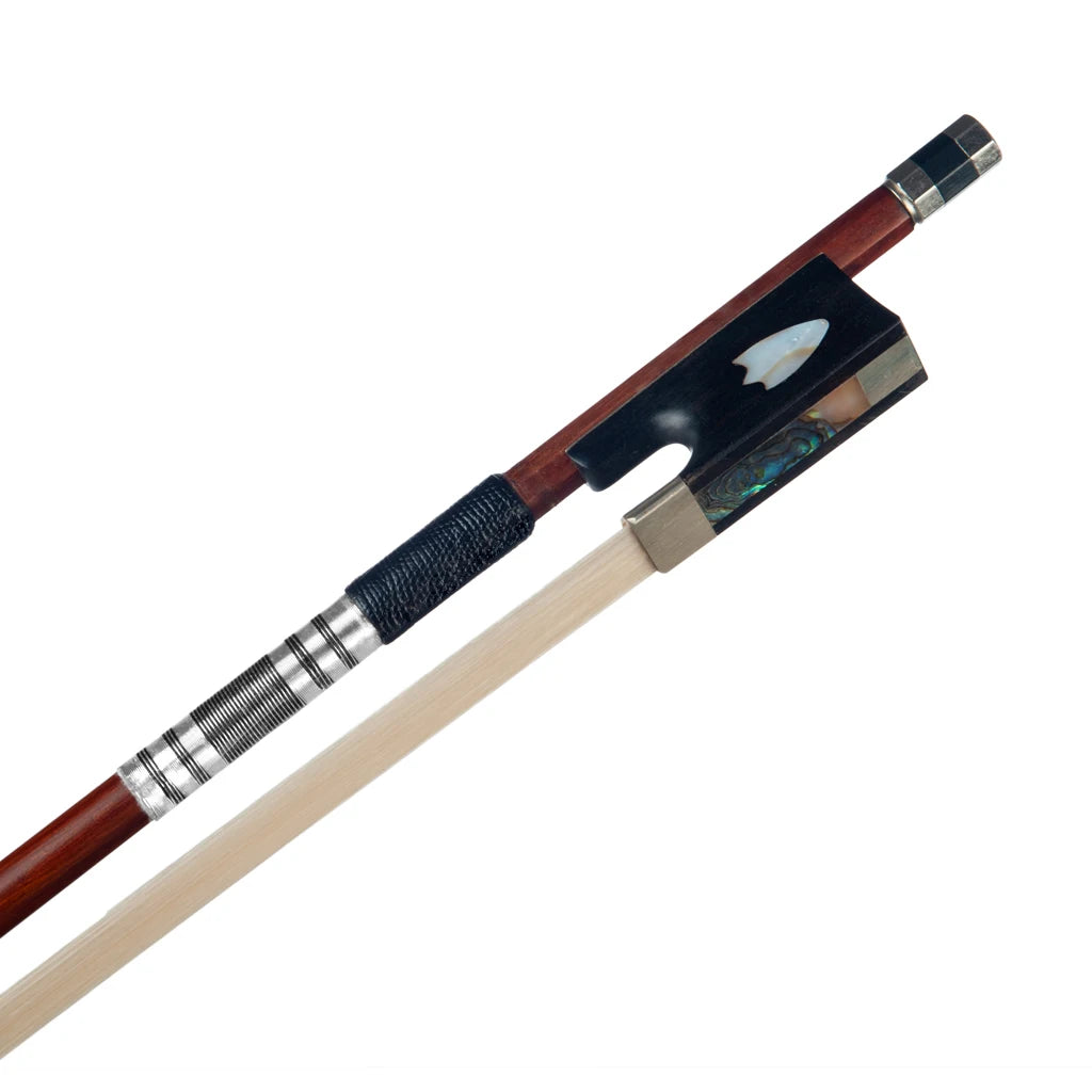 NAOMI 4/4 Violin Bow Brazilwood Round Stick Ebony Frog W/ Shell Inlay
