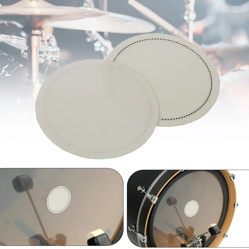 NAOMI 2pcs Bass Drum Head Pad Impact Patch Drumhead Protector for Percussion Instrument Parts Drums Accessories
