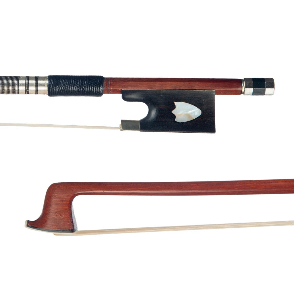 NAOMI 4/4 Violin Bow Brazilwood Round Stick Ebony Frog W/ Shell Inlay