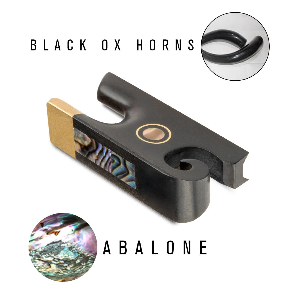 NAOMI Snail Tail Style Violin Bow Frog Ebony Ox horn Abalone Shell Inlay W/Screw Tip For Fiddle Pernambuco Violino Bow Parts