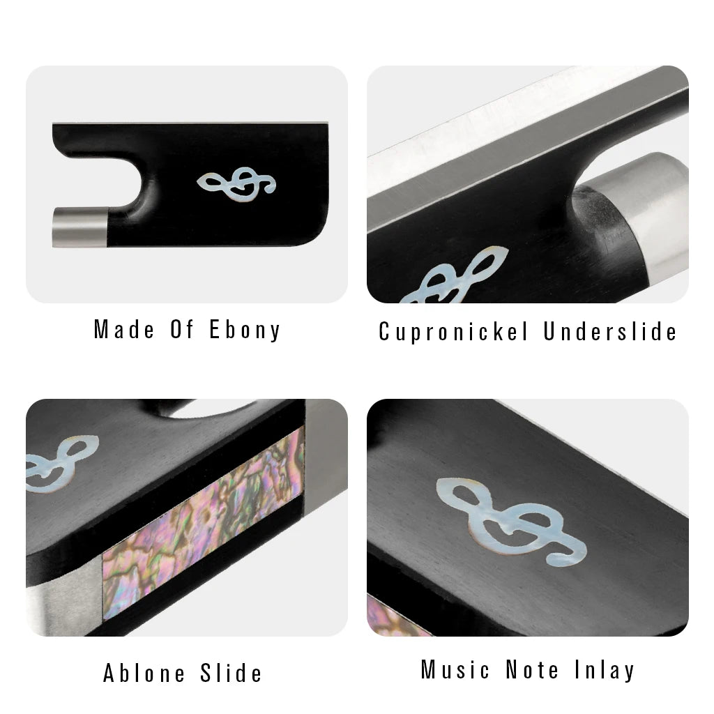NAOMI Cello Bow Frog Advanced Level Ebony Material for 4/4 Cello Bow