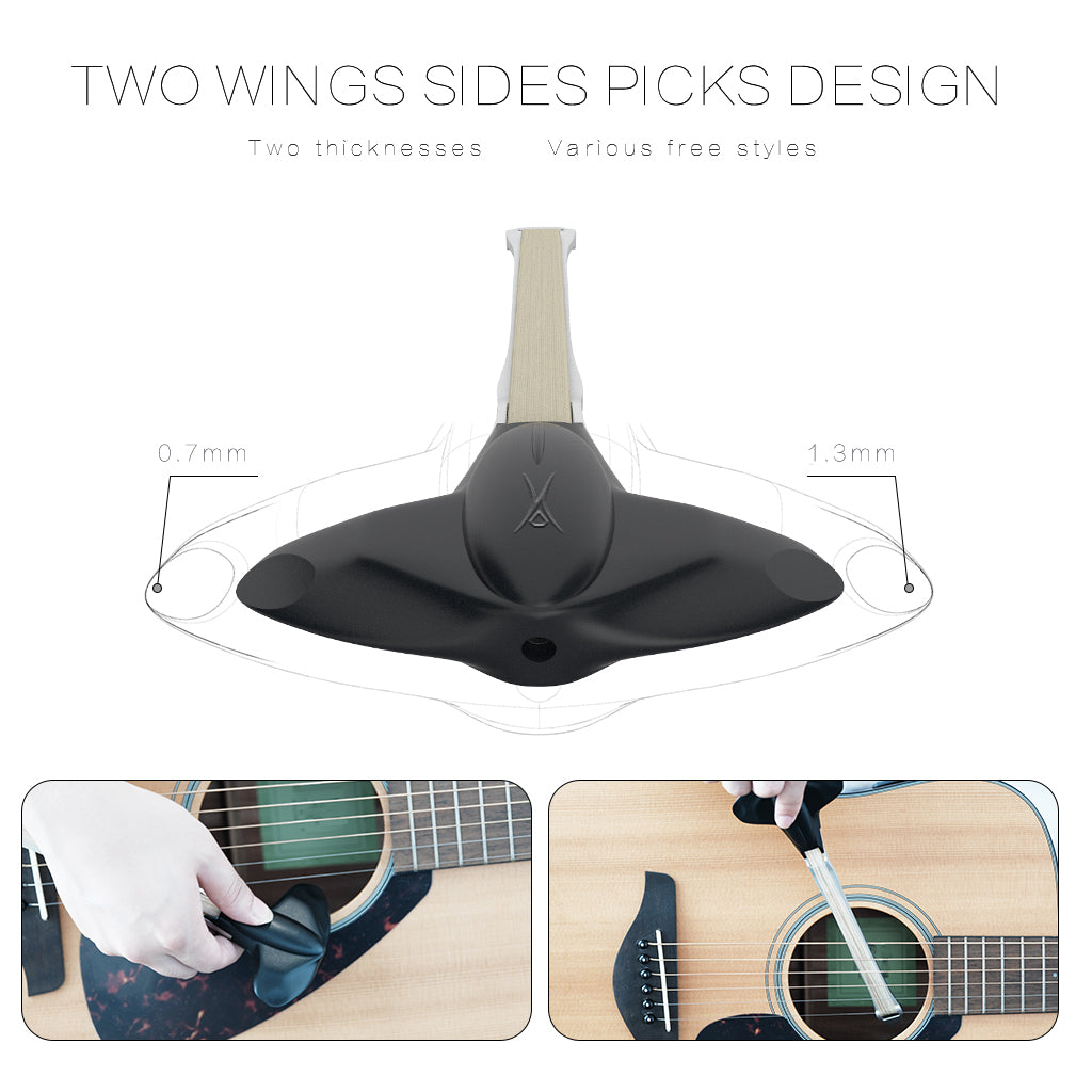 Manta Style Guitar Bow Hold Two Thickness Guitar Picks Design With Real Horsehair For Acoustic Guitar Players