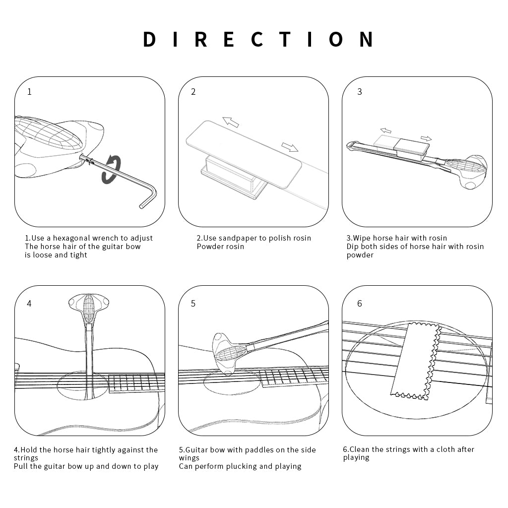 Manta Style Guitar Bow Hold Two Thickness Guitar Picks Design With Real Horsehair For Acoustic Guitar Players