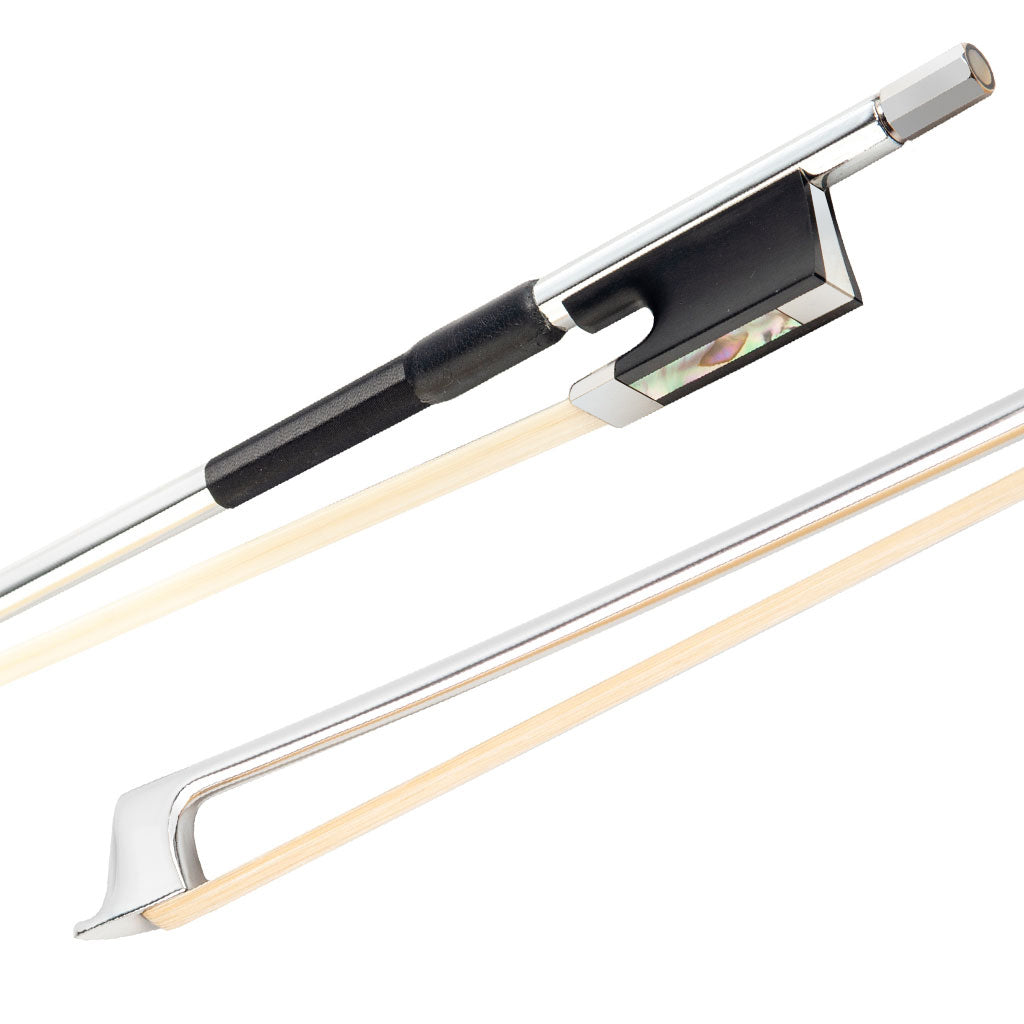 Silver Plated Stick Carbon Fiber Violin Bow 4/4 Full Size Solid Ebony Frog Natural Horse Hair Balanced Playability for Students & Professionals