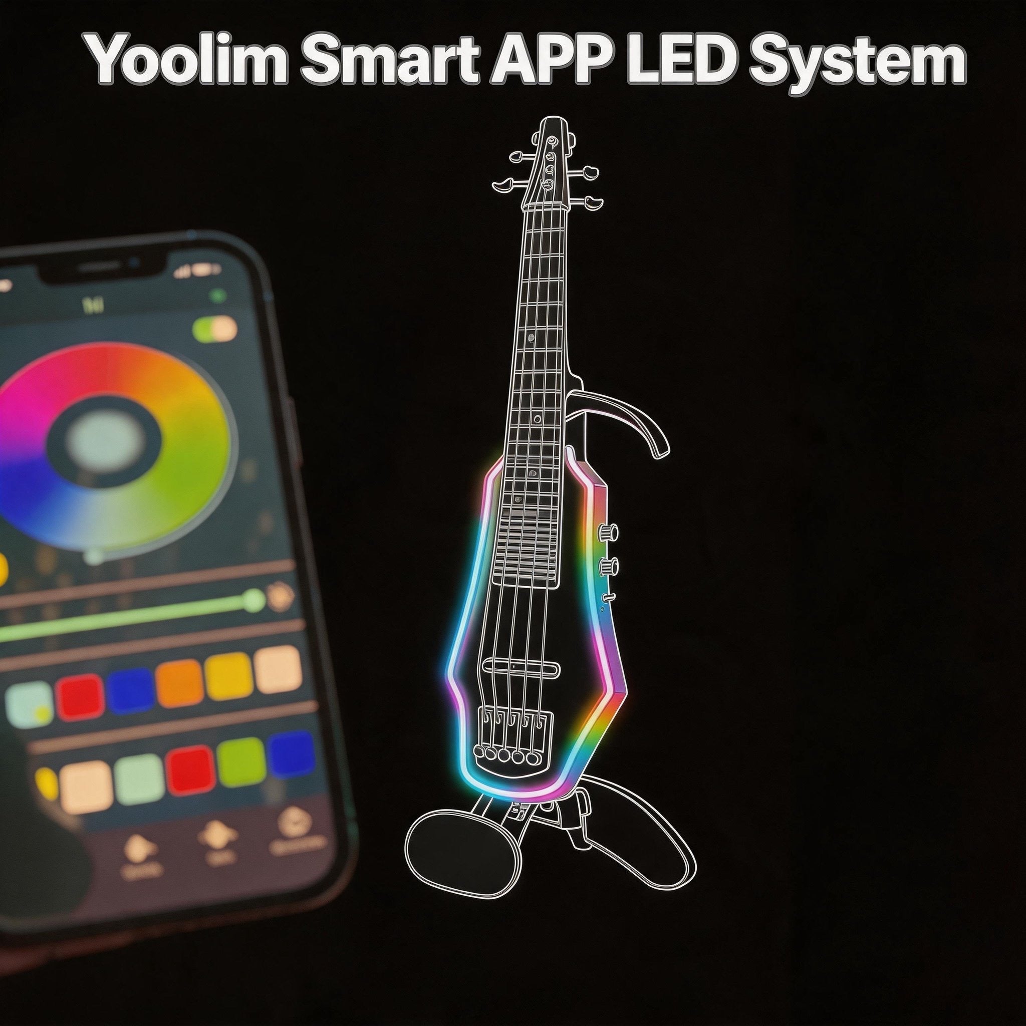 Yoolim Designed LED Violin Smart LED System With APP Control Type C Recharge Battery PRO 3.0  Build KIT For NS Electric Violin