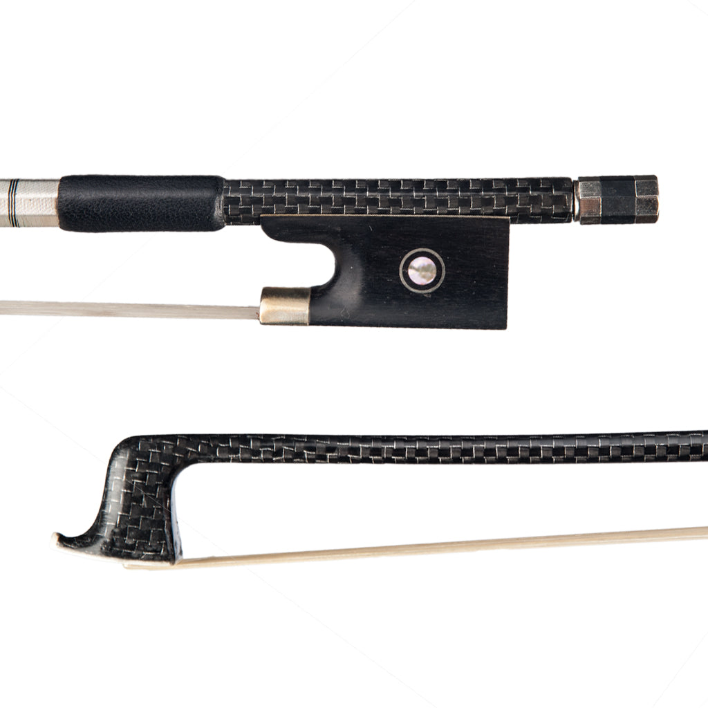 NAOMI Silver-braided Carbon Fiber Violin Bow Ebony Frog w/Parisian Eye Inlay Pure White Mongolia Horsehair
