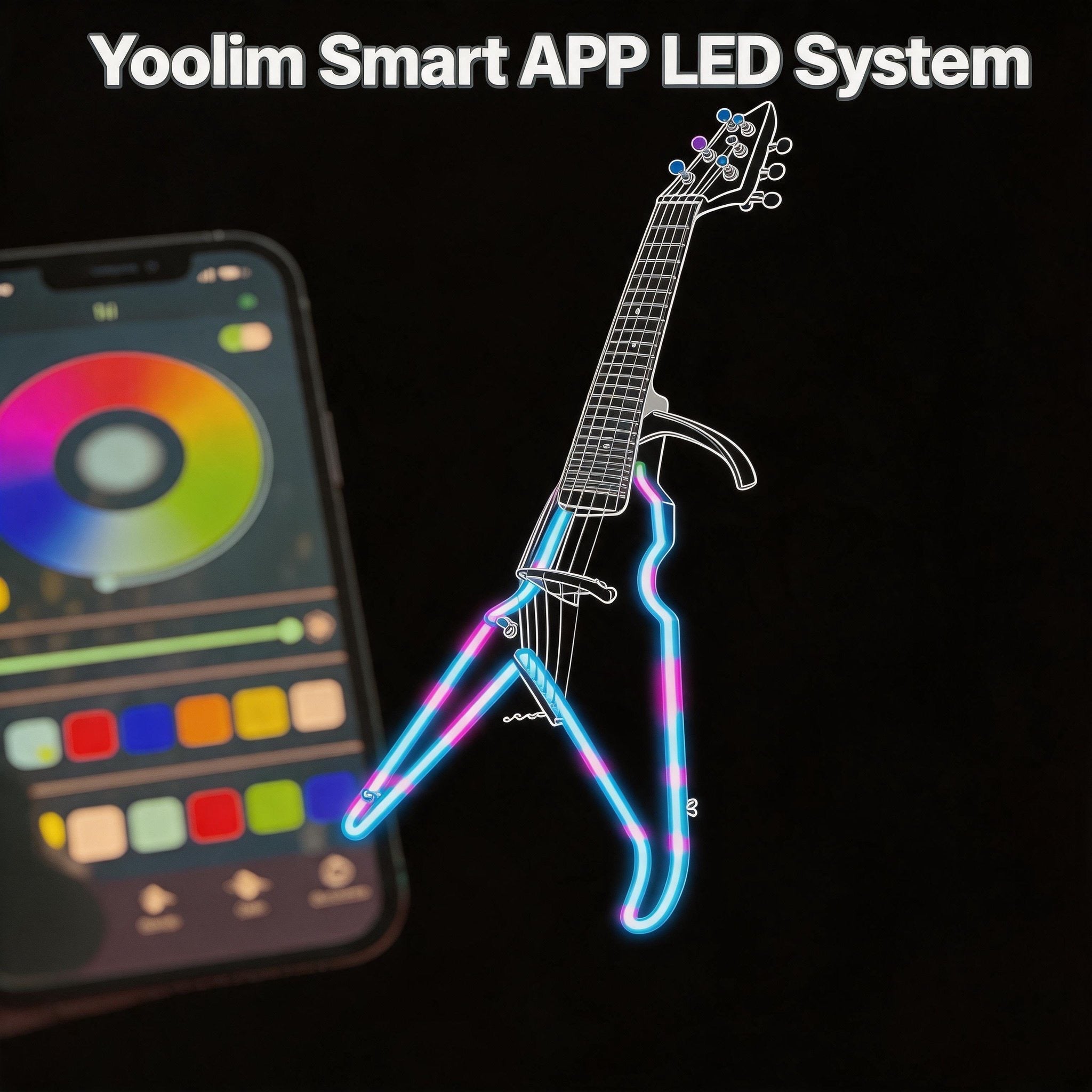 Yoolim Designed LED Violin Smart LED System With APP Control Type C Recharge Battery PRO 3.0  Build KIT For VIPER Electric Violin
