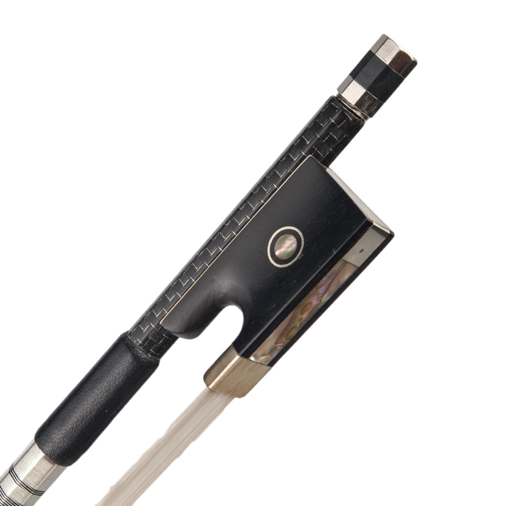NAOMI Silver-braided Carbon Fiber Violin Bow Ebony Frog w/Parisian Eye Inlay Pure White Mongolia Horsehair