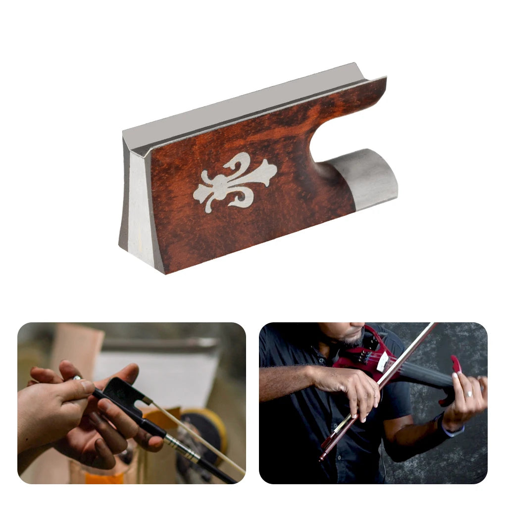 NAOMI Handmade High Polish 4/4 Size Violin Bow Snakewood Frog Premium Fleur De Lis Frog For Violin Bows Maker Luthier Supplies