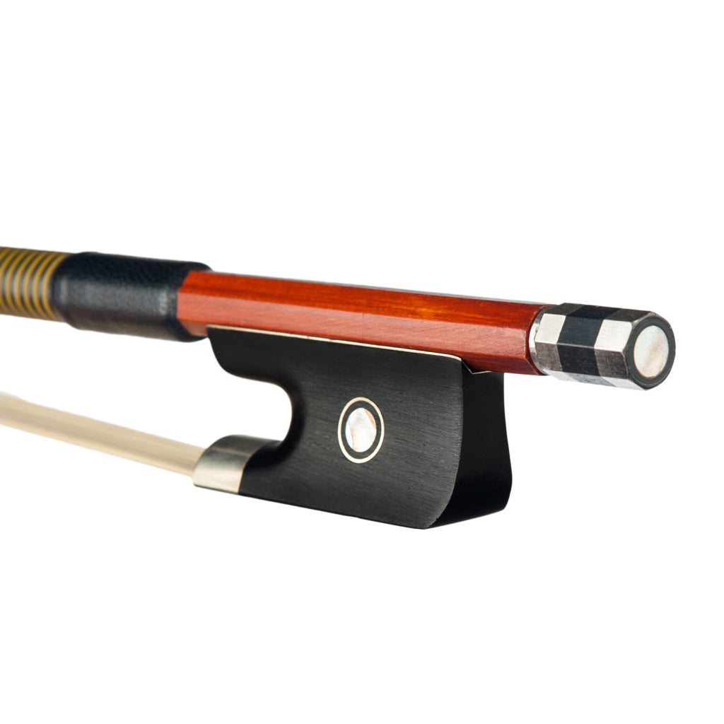 NAOMI Brazilwood Cello Bow White Horsehair Plastic Wrap Sheep Skin Grip