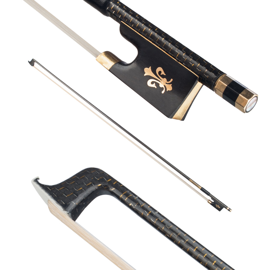 NAOMI Master Braided Carbon Fiber Bow 4/4 Violin Bow With Ebony Fleur-de-Lis Frog